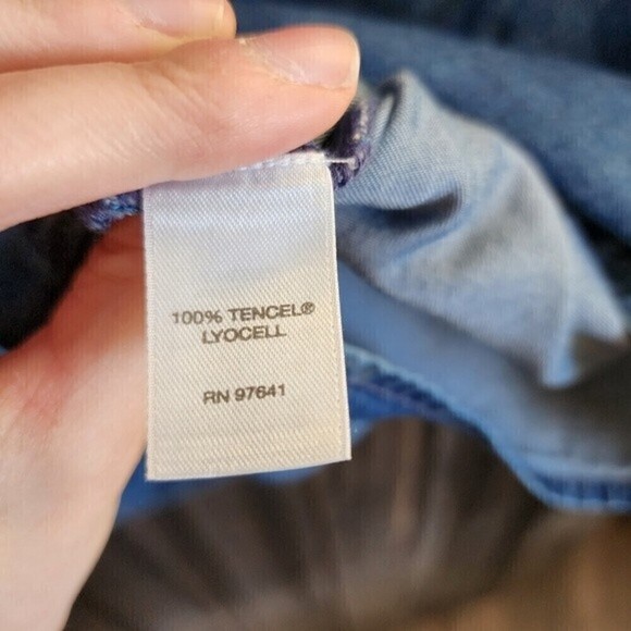 J Jill Blue Paisley Button Up Short Sleeve Tencel Lyocell Dress Sz Small Petite - Picture 8 of 8